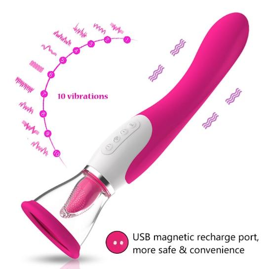 Oral Sex Licking Tongue  Breast Suction Cup Vibrating Clitoral Massager Clitoral s