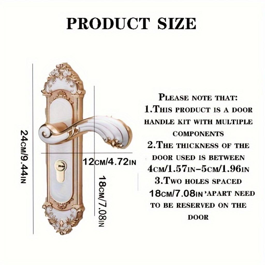 1pc Silent Indoor Door Lock with Easy Installation - Stylish Bedroom Door Handle Kit with Classic Design