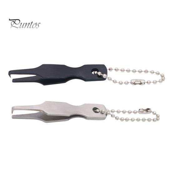 Otwieracz do pierścieni ze stali nierdzewnej z łańcuszkiem koralikowym Przenośne podwójne narzędzia do otwierania pierścieni Akcesoria do wędkowania na świeżym powietrzu