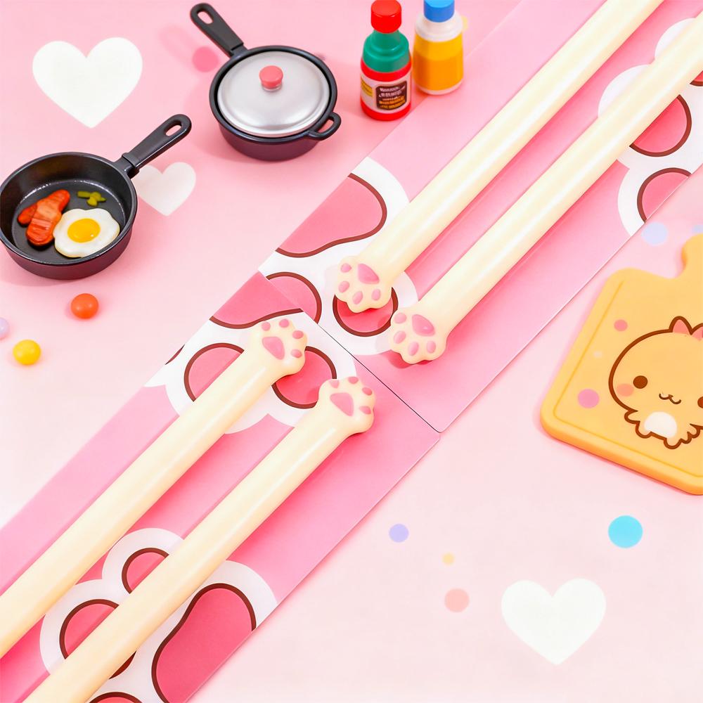 Reusable Cat Pink Paw Chopsticks Non-Slip Food Clip Creative Cat Paw Chopsticks  Gift