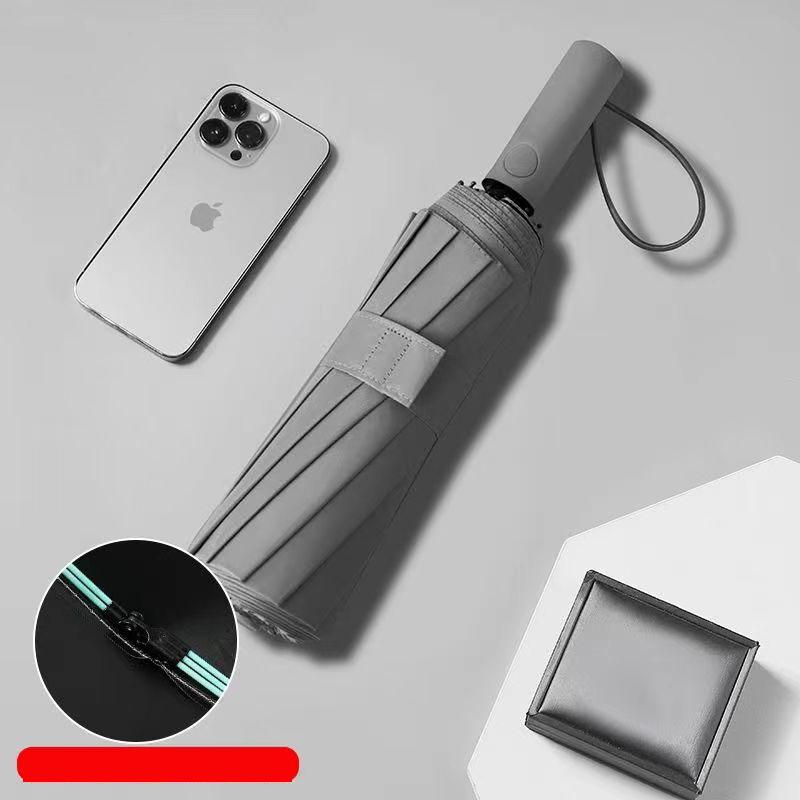 Rain and shine dual-use automatic umbrella 1PCS folding large windproof rain umbrella vinyl sunscreen sunshade sunny metal-fiber composite&8K серый