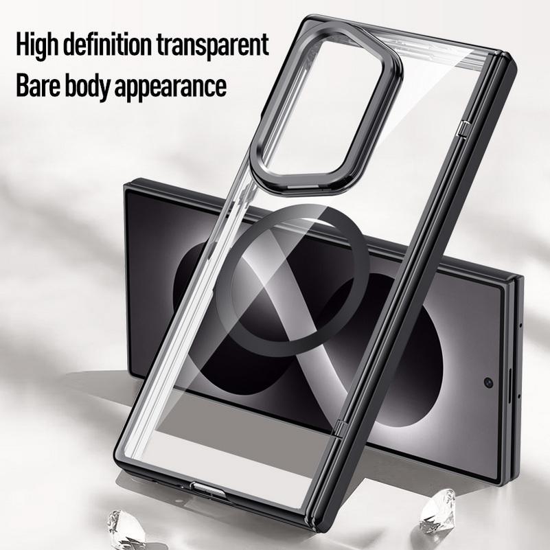 Custodia Protettiva Trasparente con Anello Magnetico per Schermo per Samsung Galaxy Z Fold 8 Fold8 Ultra Fold7 Copertura con Cerniera a Molla