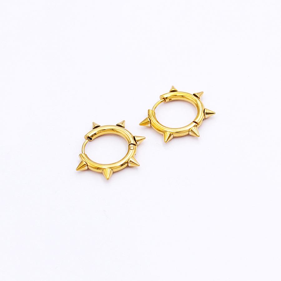 Punk Titanium Steel Spike Rivet Coil Earrings - Trendy Round Wire Clip-Ons