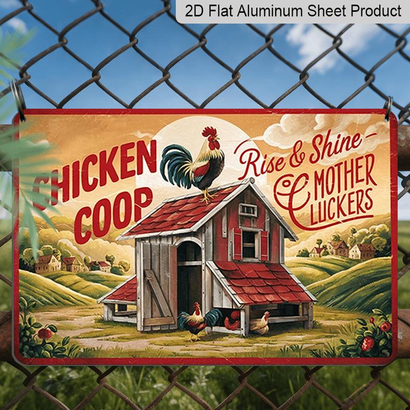 

2D Flat 1pc 12x8 Inch Aluminum Decoration | Vintage Rustic Personalized Chicken Coop Sign - Rise & Shine Mother Cluckers - Frameless Wall Art for 20*30cm