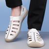 Fashion 2025 Summer Breathable Hallow Sandals for Men Fashion Casual Solid Color Leather Shoes Male New Designer Driving Shoes Man
