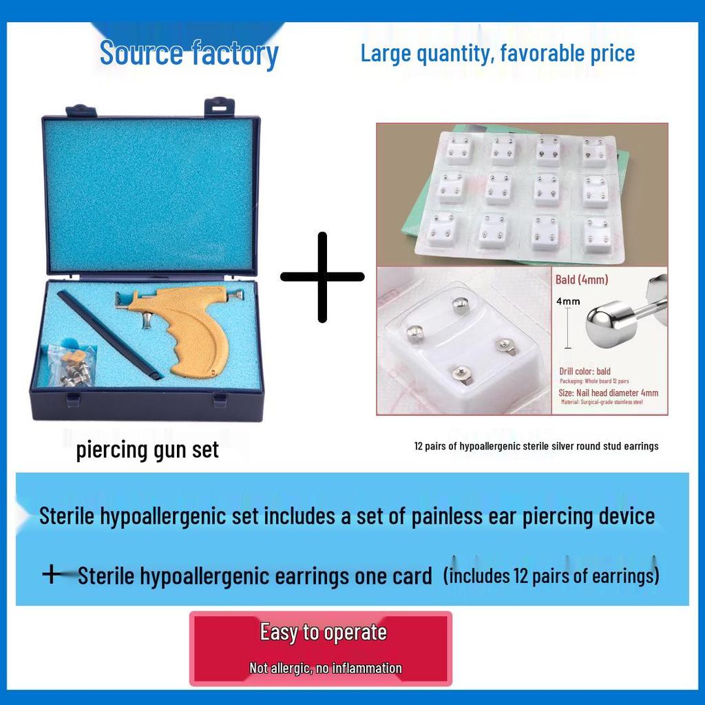 Stainless Steel Ear Piercing Gun with Ear Studs