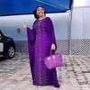 Beaded Plus Size African Silk Satin Robe with Batwing Sleeves & Headscarf
