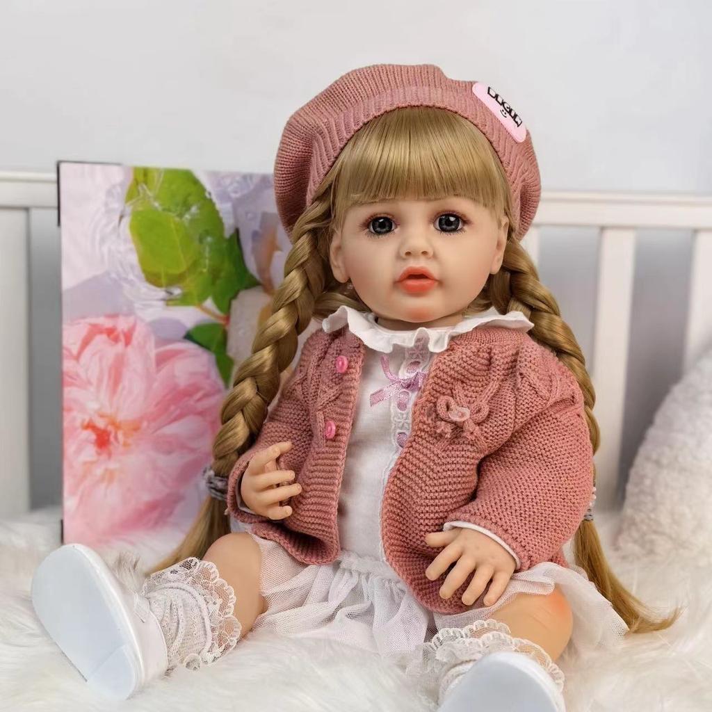 KEIUMI 22 Inch/55cm Reborn Baby Girl Doll Full Silicone Vinyl Gold Hair Doll Bebe Newborn For Child Birthday XMAS Gifts