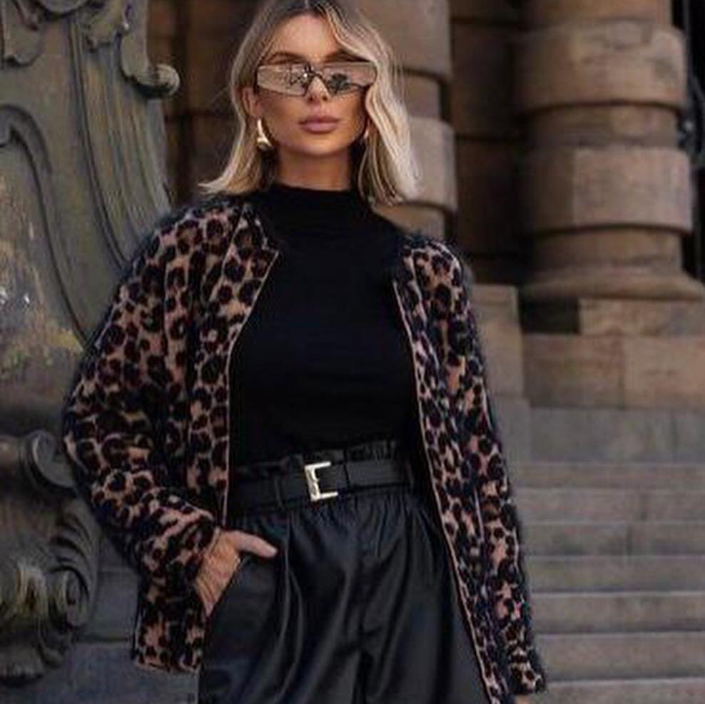 2024 Autumn Women's European and American Style Leopard Print Versatile Fashion Coat