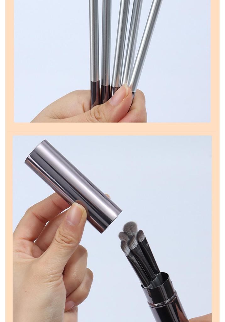 Cangzhou 5-teiliges Lidschattenpinsel-Set mit Aufbewahrungsbecher – Starker Griff, Minimale Puderaufnahme & Kein abfliegendes Puder