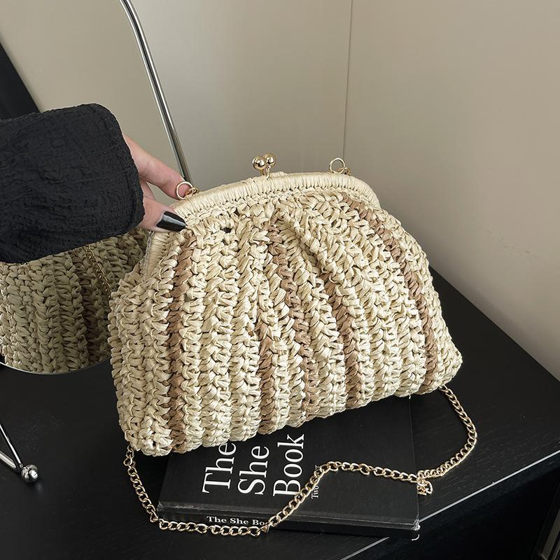 Summer bags women's ins niche 2025 new trendy fashion messenger bags women's bags summer versatile straw shell bags