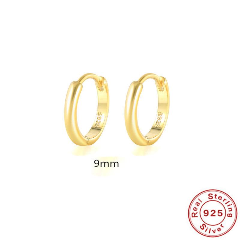 Cercei Clasici Minimaliști din Argint Sterling 925 Lucios Cercei Cercei Catarame de Urechi Cercei Inel Simplu Versatil Aur 18K