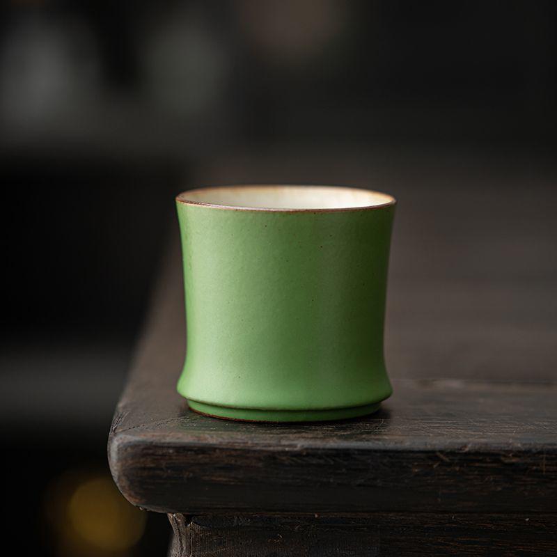 3Pcs Ceramic Tea Cup Set Chinese Tea Cups Retro Pottery Bamboo Stalk Teacup Small Porcelain Cup for Tea Coffee Water Drinkware