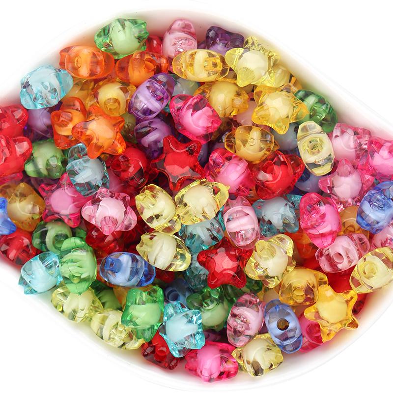 50pcs/Lot Acrylic Star Spaced Beads Round Beads For Jewelry Making DIY Kids Puzzle Handmade Charms Bracelet Earrings
