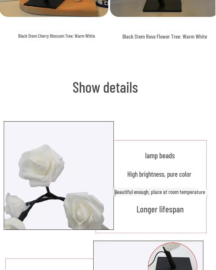 USB Dual Switch LED Rose Flower Tree Light - Table Decoration Night Light
