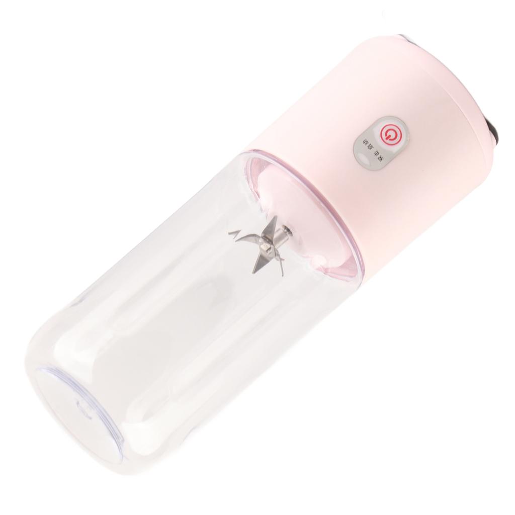Juicer Machine Portable 500ml Mini Pink Juice Extractor 6 Leaf Blades USB Charging Juice Maker for