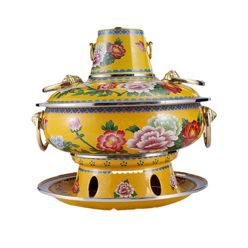 Divided Cloisonné Enamel Copper Hot Pot