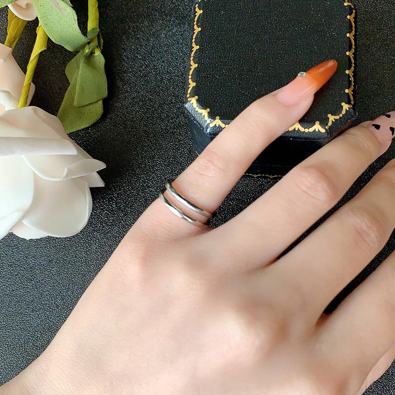 925 Silver Geometry Double-Layer Adjustable Vintage Women's Rings Beautiful Luxury High Quality Jewelry Accessories Jewellery