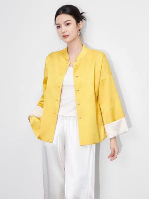 Guofeng Damen Herbstjacke im neuen Stil mit Jacquardmuster, beidseitig tragbar