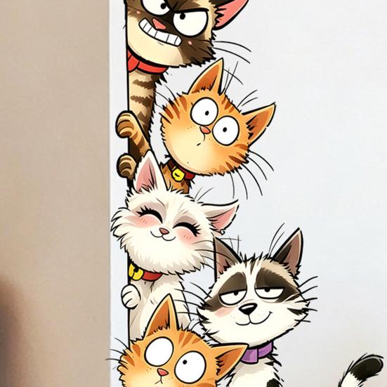 Durable Outdoor Window Decals Cute Cartoon Cats/Dogs Wall Stickers, Waterproof PVC Decals, Peel And Bathroom Glass Stickers Stick
