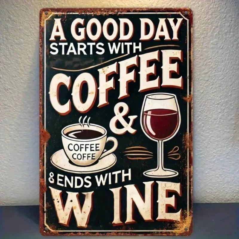 Funny Coffee Wine Metal Sign Vintage Bar Cafe Wall Decor Home Art Gift