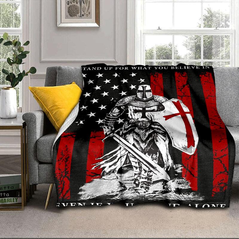 Knightly Crusader Armor Blanket Flannel Blanket for bed, sofa, Camping, Hiking, Picnic Essentials, gift for family Fan gifts