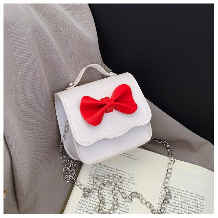 Bow Tie Shoulder Crossbody Bag Girls Trendy Mini Square Bag For School And Play