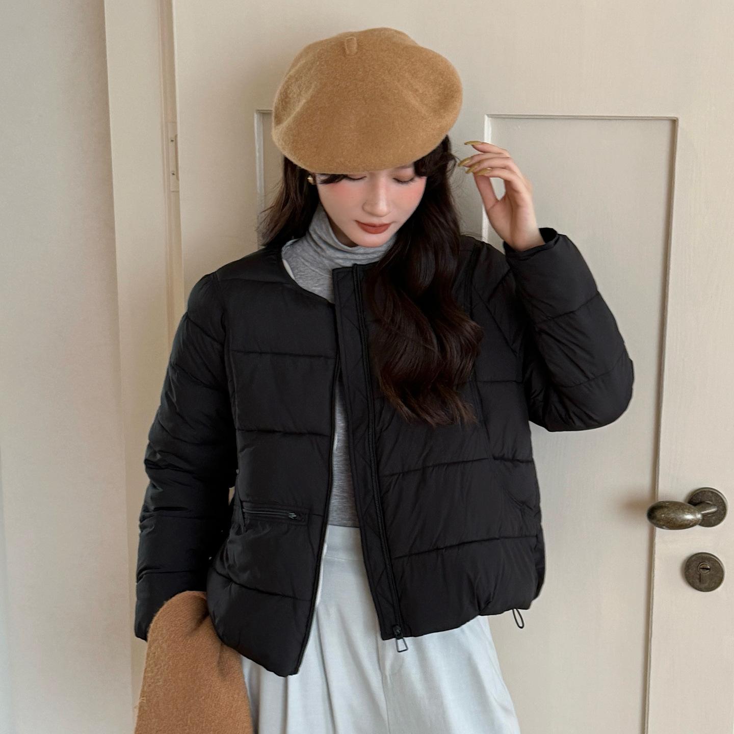 

Новое зимнее хлопковое пальто для женщин Универсальное и модное Свободное простое хлопковое пальто для хлопковой куртки для маленького аромата Куртка женская с круглым вырезом M