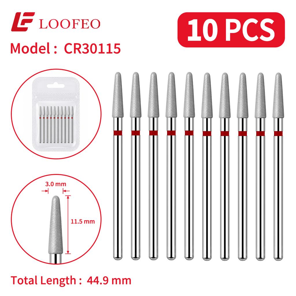 Rounded Top Cone Bit Diamond Nail Drill Bit Set 10PCS Nail Milling Cutters for Cuticle Cleaning Nail Edge Shaping Nail Prep Filing Nail File Bit Sets