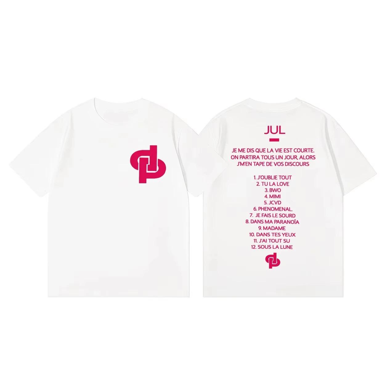 Jul French Rapper Tracklist & Logo Graphic T-Shirt, Unisex Oversized Streetwear Casual Cotton T-shirt 4XL