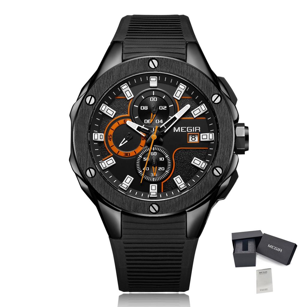 MEGIR Men Sport Military Watches Luxury Luminous Chronograph Quartz Clock Calendar Waterproof Wristwatch Relogio Masculino 2053