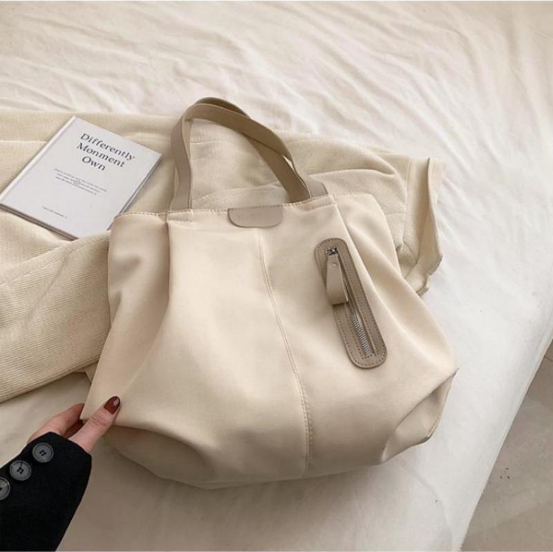 

Женская новая повседневная вместительная и стильная сумка-сатчел, модная универсальная холщовая сумка через плечо, студенческая сумка-тоут 32x33x16cm бежевый