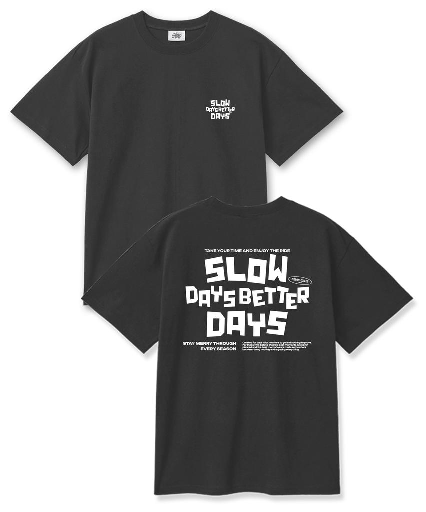 Leijimeli Slow Days 20-Count Cotton Oversized Short Sleeve T-Shirt Dark Gray