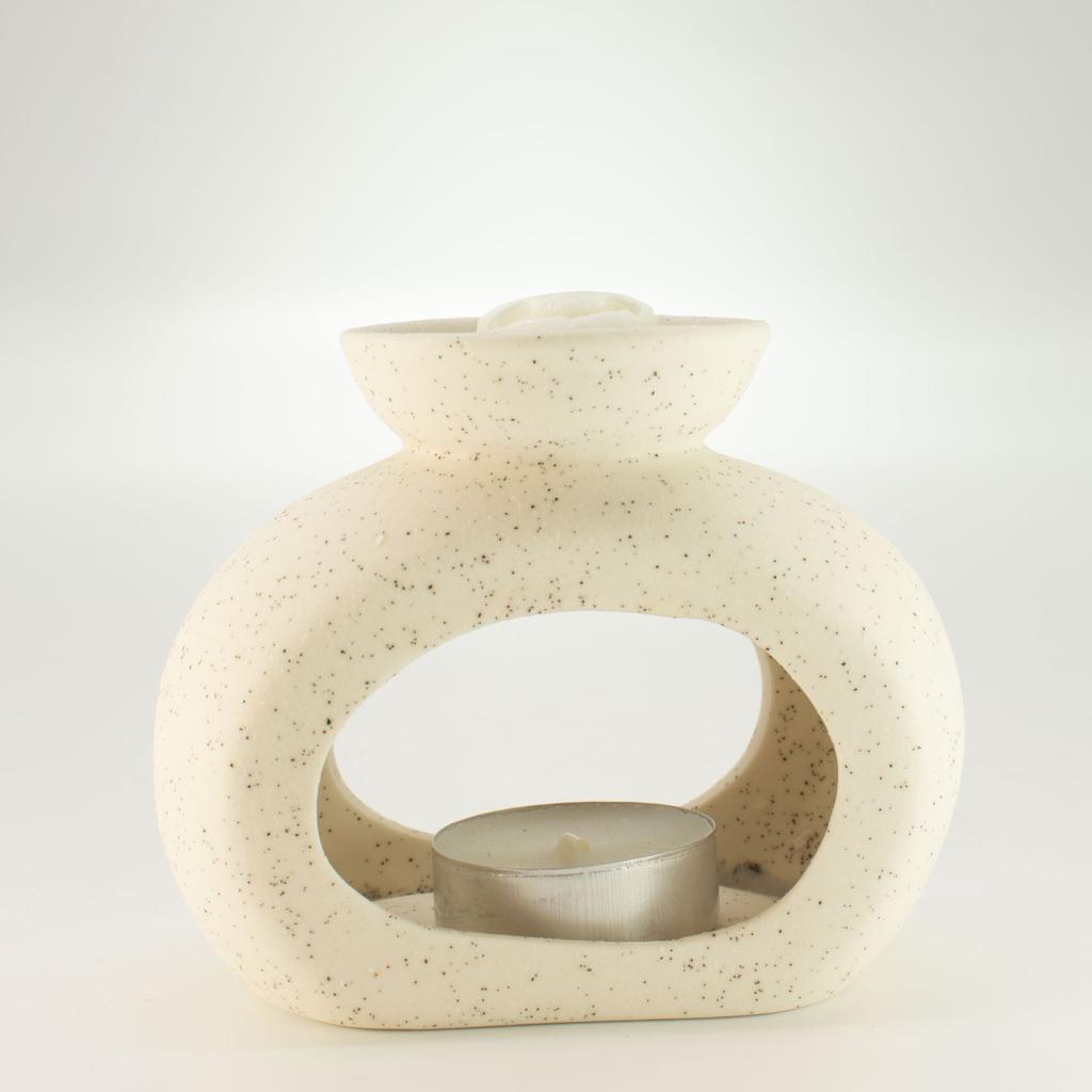 Ceramic Zen Oil Burner - Oval Pebble - Speckled Off-White
