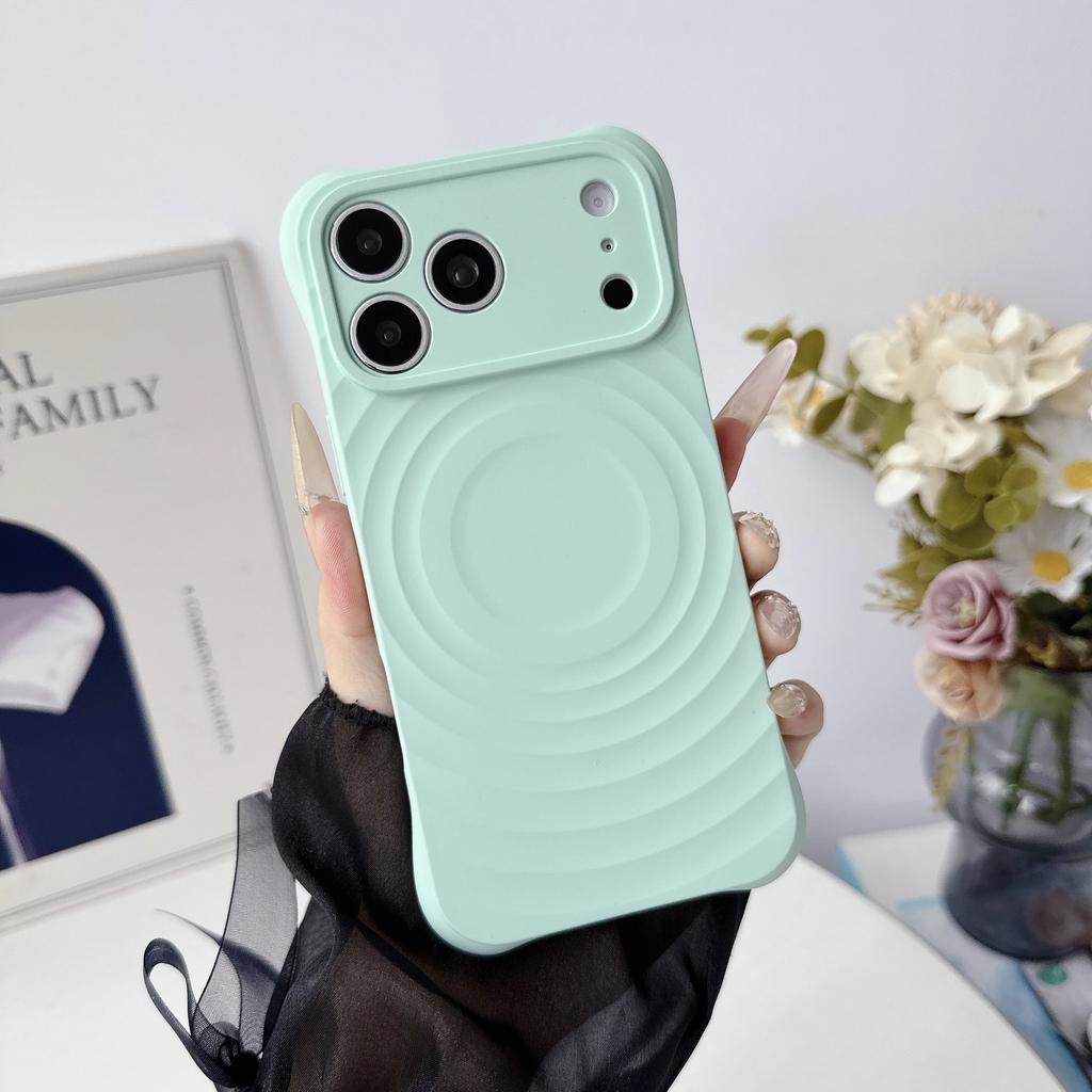 Liquid silicone ripple pattern magnetic mobile phone case Apple 17PROMAX protective case for iPhone16/15/14