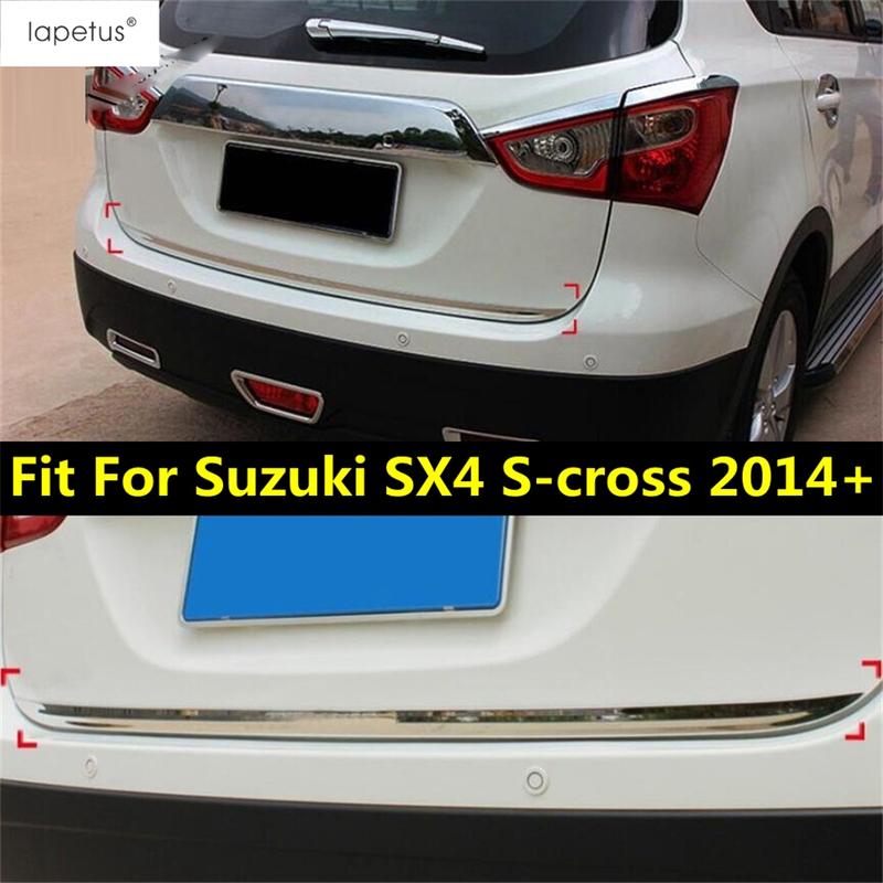 Car Rear Trunk Tail Gate Door Strip Molding Decoration Cover Trim For Suzuki SX4 S-cross 2014 -  Stainless Steel Accessories