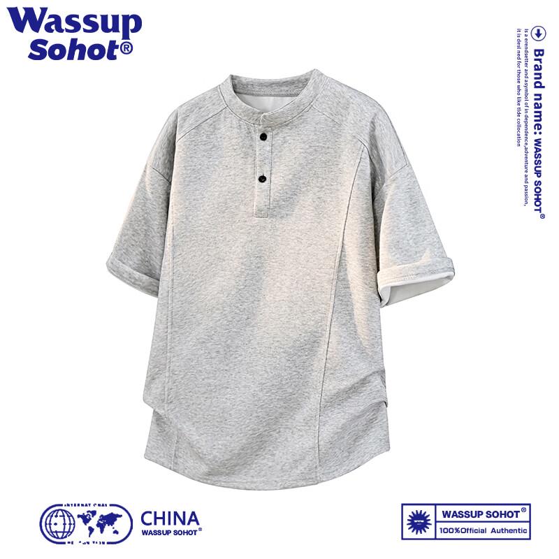 Wassup Sohot Men s Henley Collar Short Sleeve T-Shirt 3XL