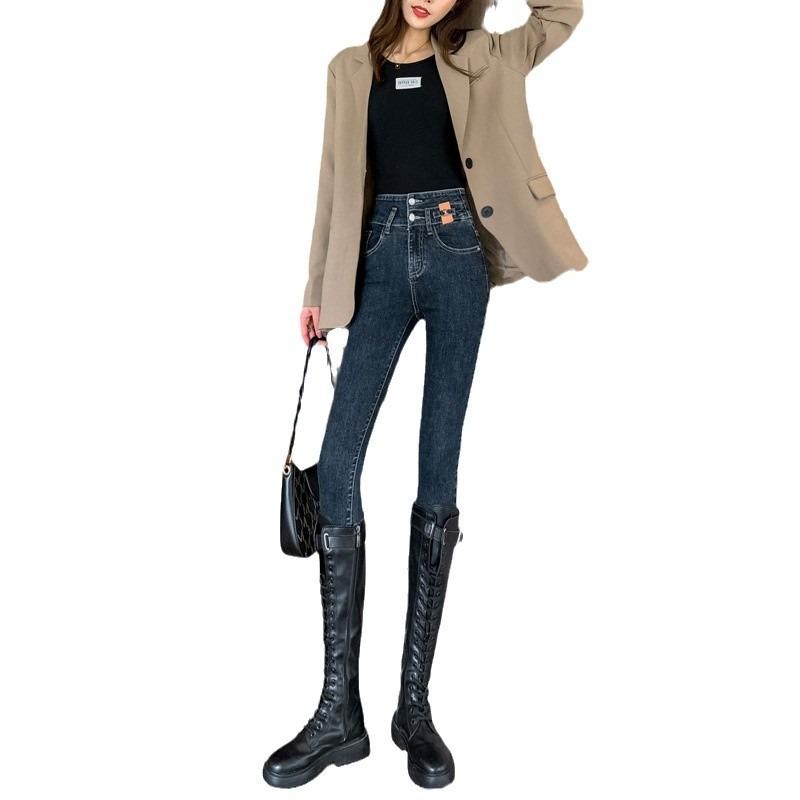 Women's Fall New Lean All Stretch High Waist Tight Small Feet Denim Pencil Pants
