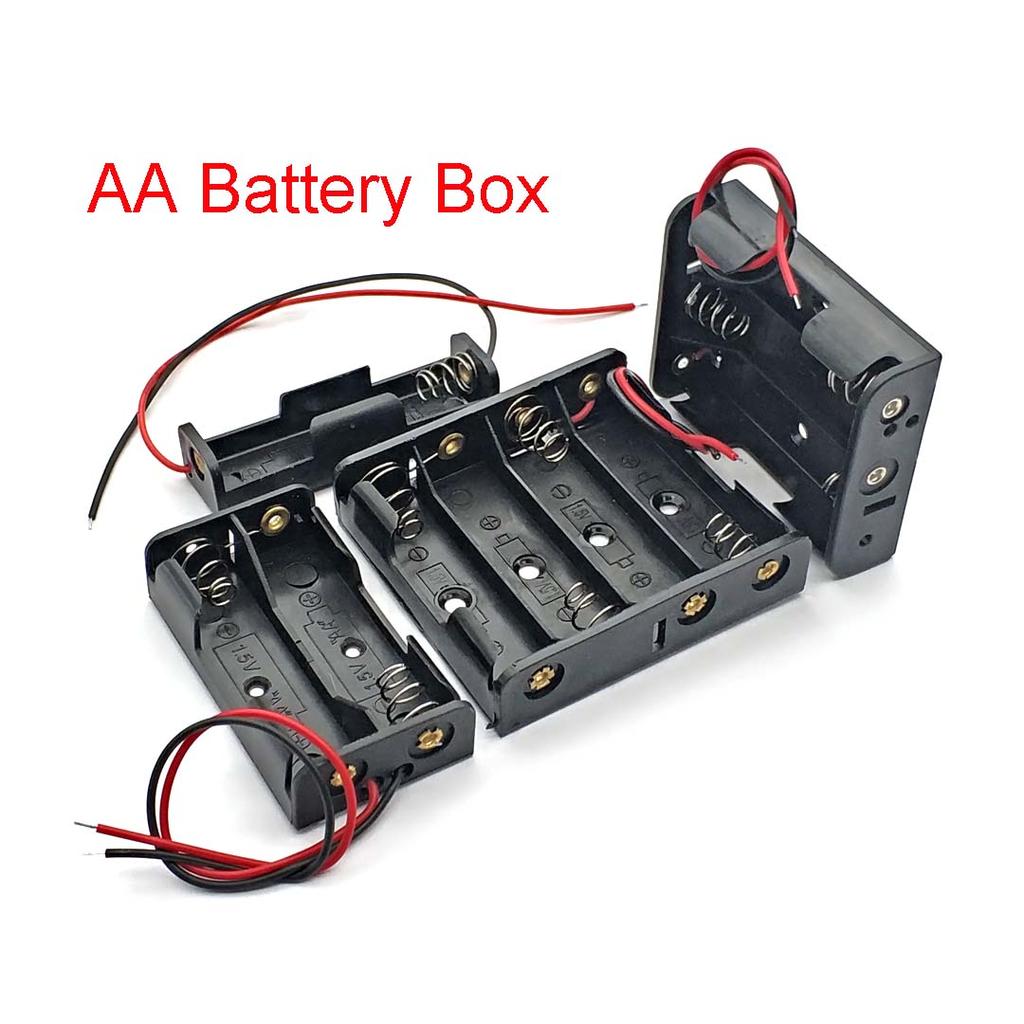 Black Plastic AA Size Power Battery Storage Case Box Holder Leads with 1 2 3 4 Slots AA Size Power Battery Storage Case Box