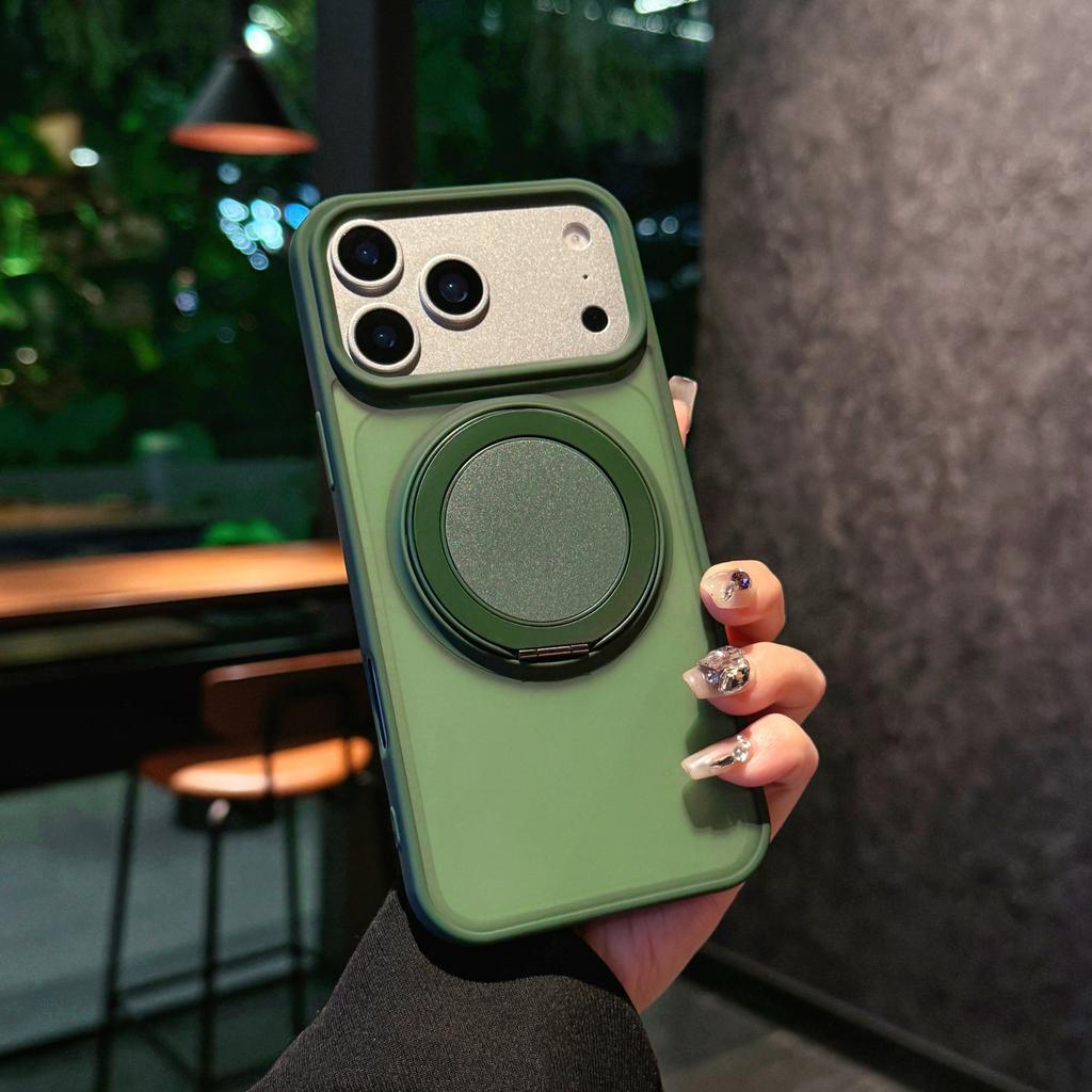 360° Roating Kickstand Ring Holder Matte Case for Magsafe Charge for iPhonne Air 17 16 15 14 Plus 13 12 11 Pro Max Armor Cover