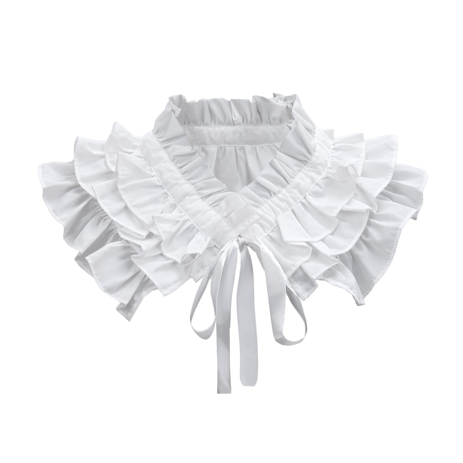 

Винтажный воротник-оборка с рюшами, женский французский воротник-стойка, плиссированный многофункциональный фальшивый воротник-оборка, декоративная шаль белый