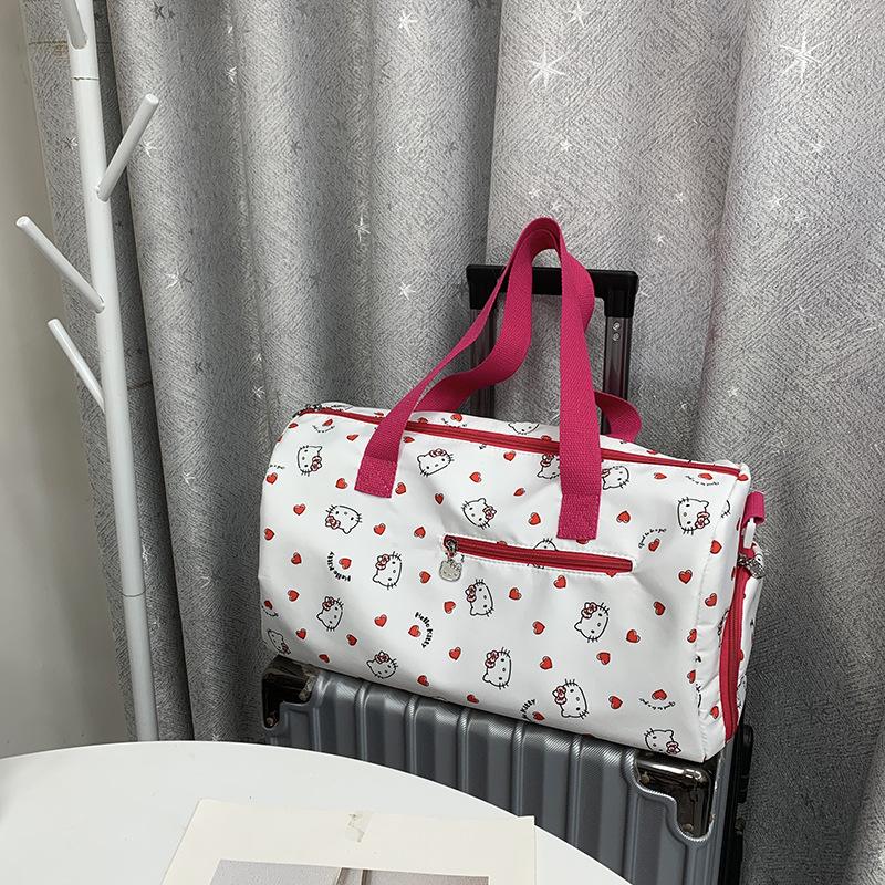 New Cartoon Kitty travel luggage bag Student fitness bag Portable storage bag Kawaii Tote HandBags Large capacity Travel handbag