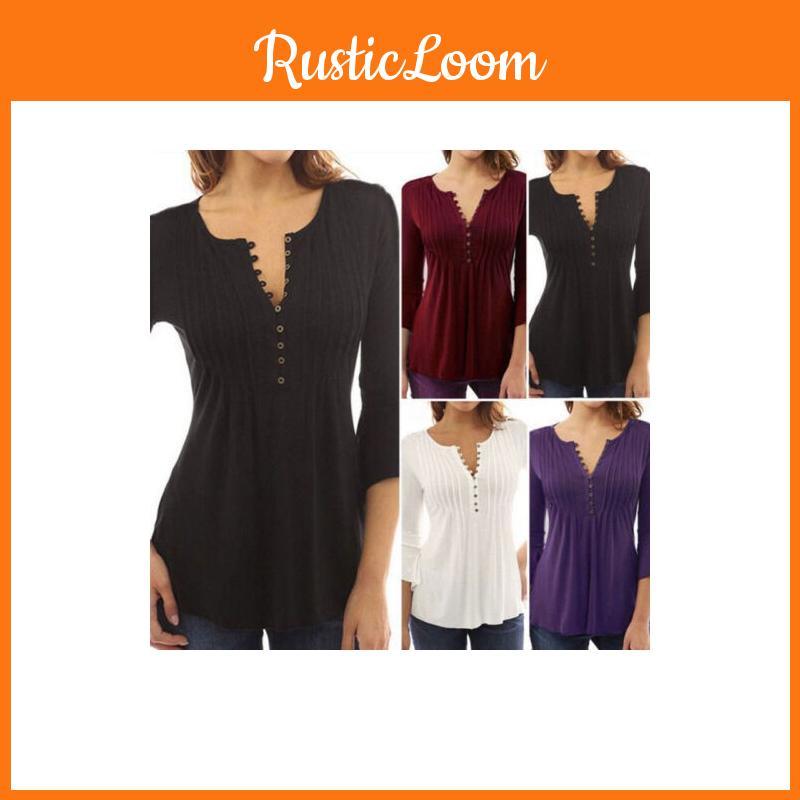 Fashion Women Slim Fit Long Sleeve Blouse Shirt Casual Cotton T-shirt For Effortless Style