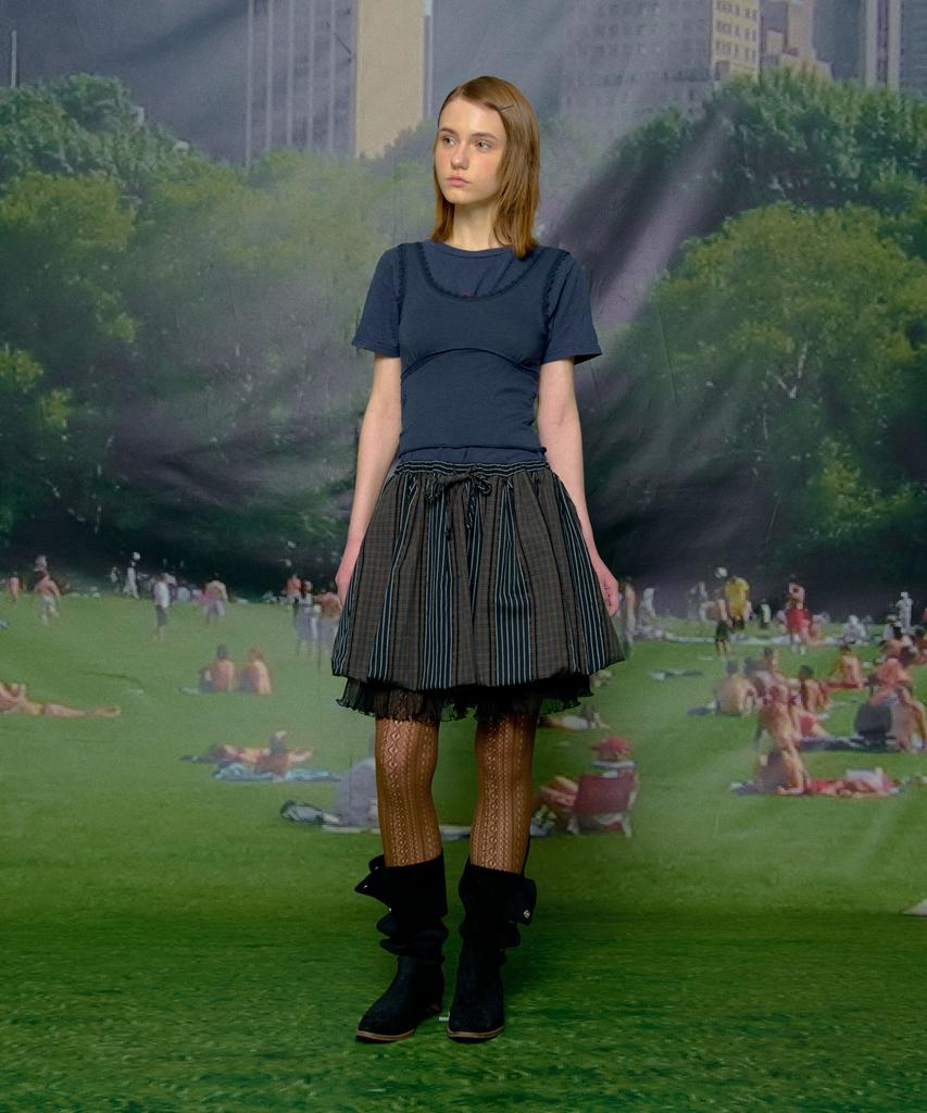 Lulu Seoul Baby Mushroom Mix Skirt (Black)