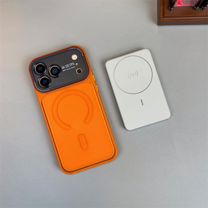 Applicable iPhone17promax mobile phone case metal Lycra lens matte magnetic suction Apple 17 anti-drop protective case