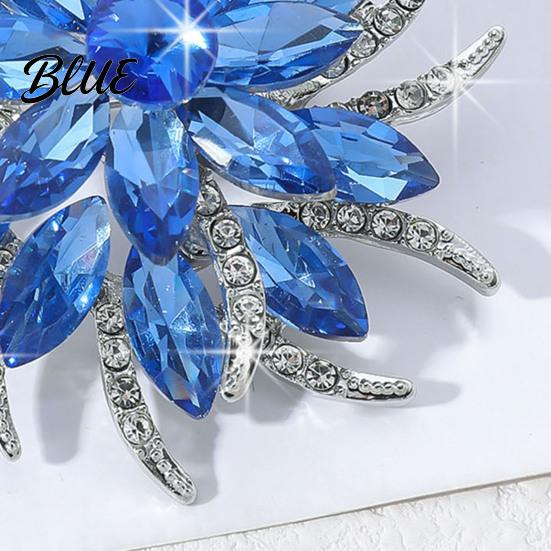 Brooch Women Flower Shape Sparkling Rhinestones Inlaid Practical Pin Glossy