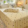 2024 new high-gram princess wind milk fleece printed bed skirt 1 pc winter thickened warm bedspread mattress with skirt 3pcs