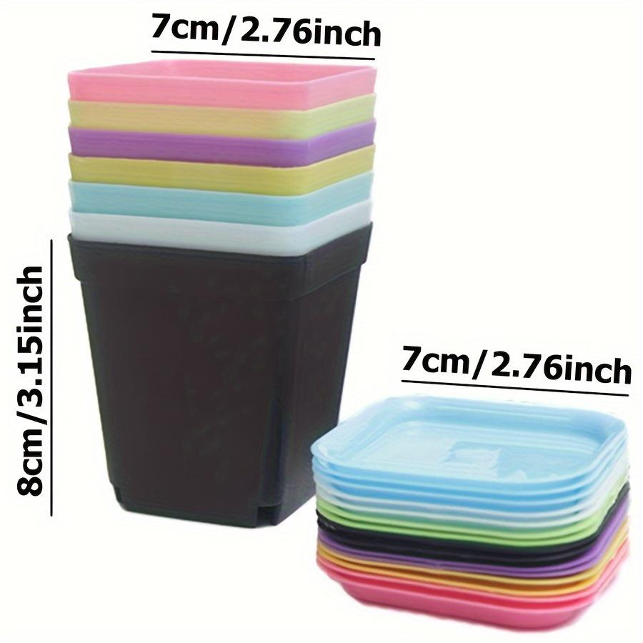 10pcs 7x7cm Plastic Square Flower Pot with Cover Garden Balcony Home decoration flower pot Office Desktop Flower ZSY