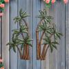Metal Wall Art Palm Tree Silhouette Set Rustic Iron Craft Creative Decorative Hanging Sculptures for Indoor Outdoor Home and Office Display