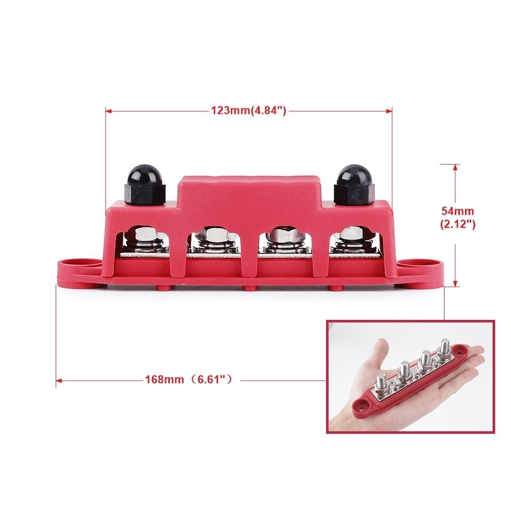12V 250A Bus Bar Terminal M8 M10 Positive Negative Battery Power Distribution Block With Cover for Boat RV Truck Camper